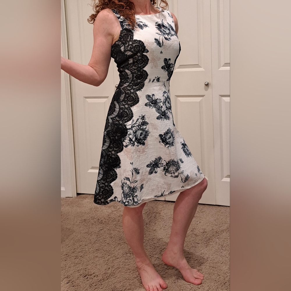 Chic Black Lace Floral Dress